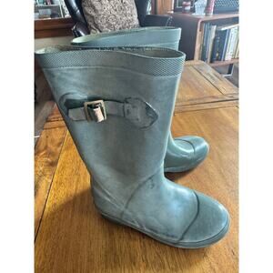 L.L. Bean Wellie Rain Boots Kids Size 1 Green Rubber Wellies
